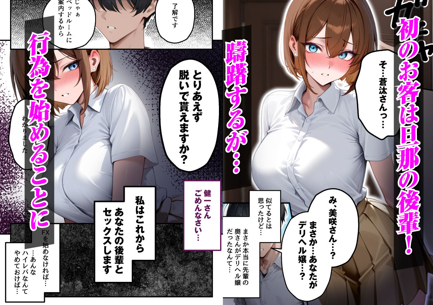【FANZA同人紹介】 【人妻デリヘルNTR】デリヘル呼んだら先輩の妻が来た〜FXにハマった貞淑妻が堕ちるまで〜