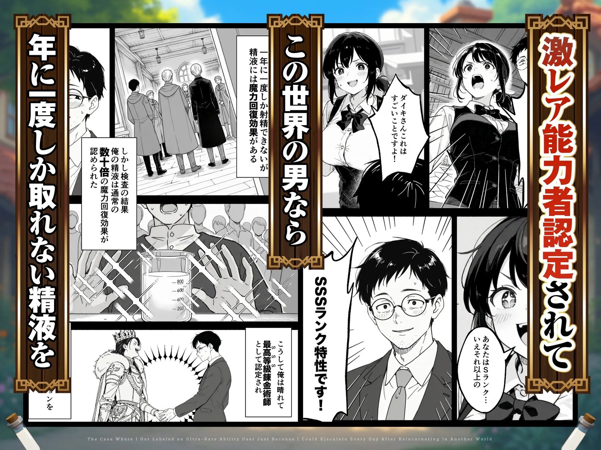 【FANZA同人紹介】 異世界転生したら毎日射精できるというだけで激レア能力者認定された件