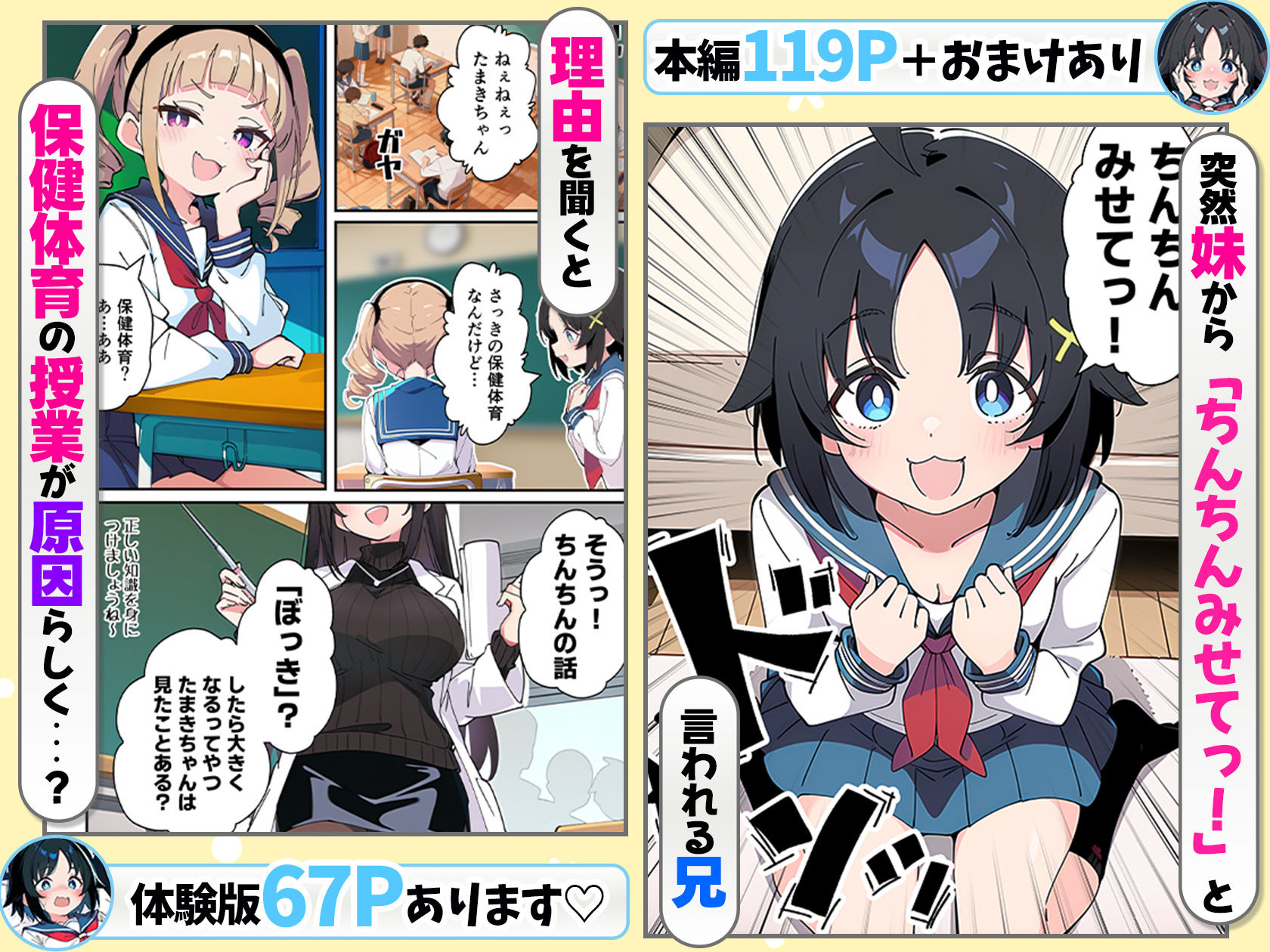 【FANZA同人紹介】 性に好奇心旺盛な妹と実践形式で性教育して中出しえっちする話