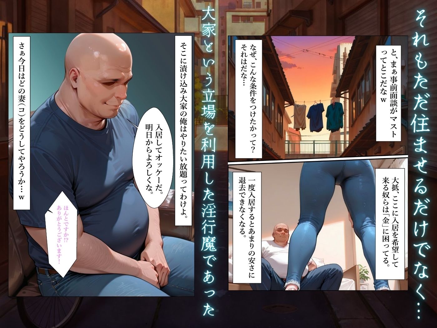 【FANZA同人紹介】 【4K高画質】人妻限定アパート〜大家のペットになった日編〜_総集編 1