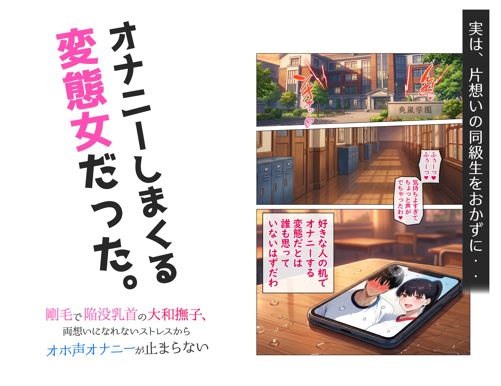 【FANZA同人紹介】 剛毛で陥没乳首の大和撫子、両想いになれないストレスからオホ声オナニーが止まらない