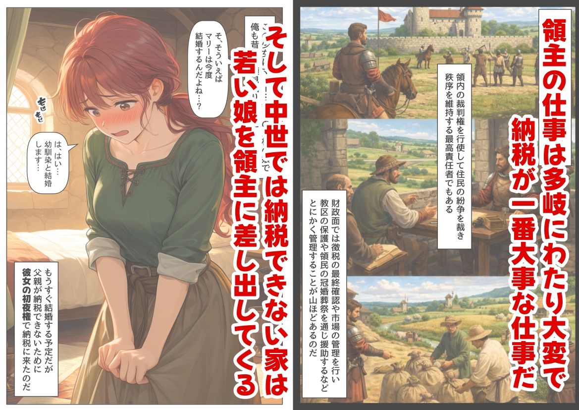 【FANZA同人紹介】 中世領主に転生した俺は、【初夜権】で処女を抱きまくる