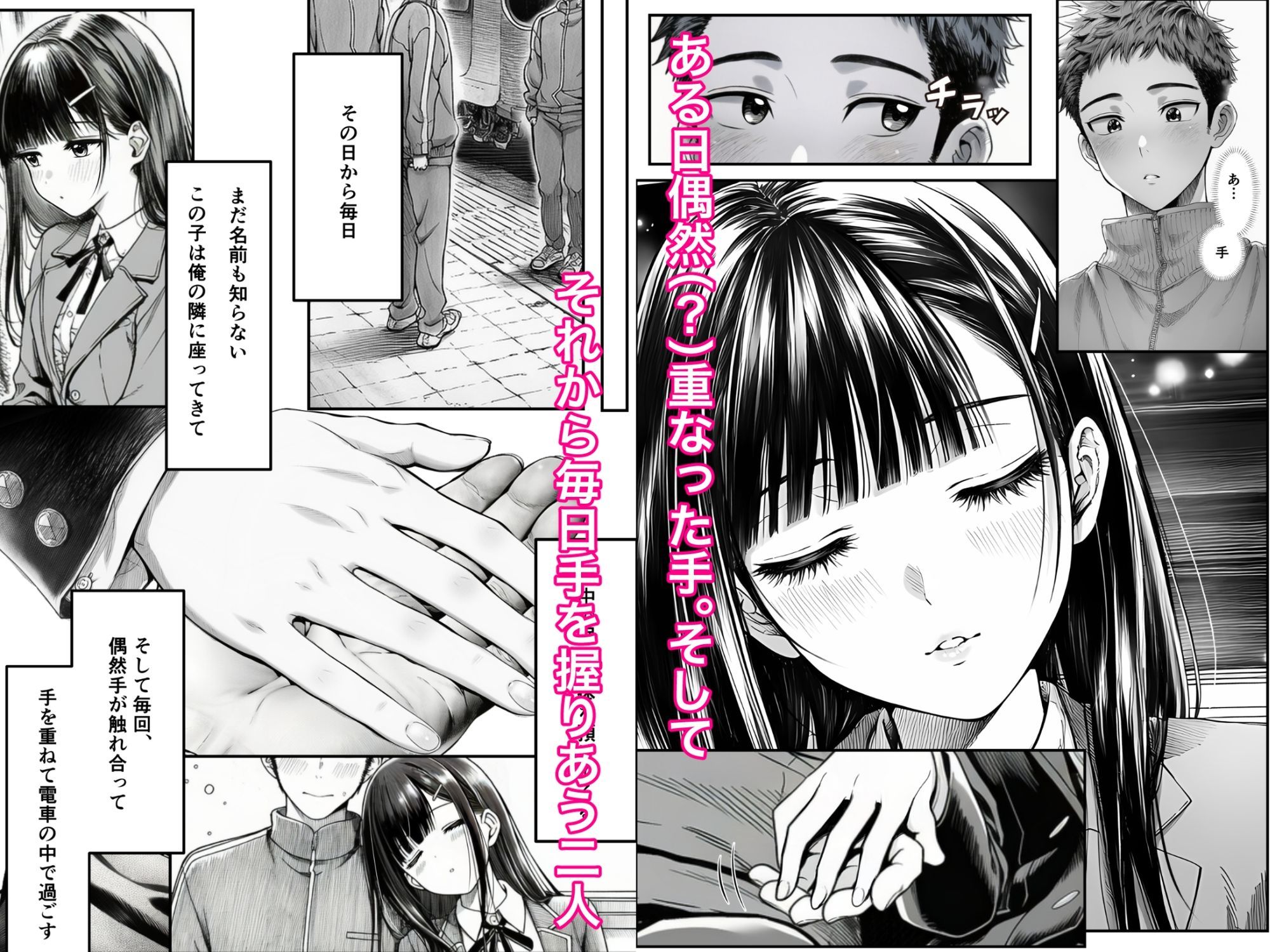 【FANZA同人紹介】 電車で何度も肩にもたれかかってくる女の子と、子作りセックスしてしまった