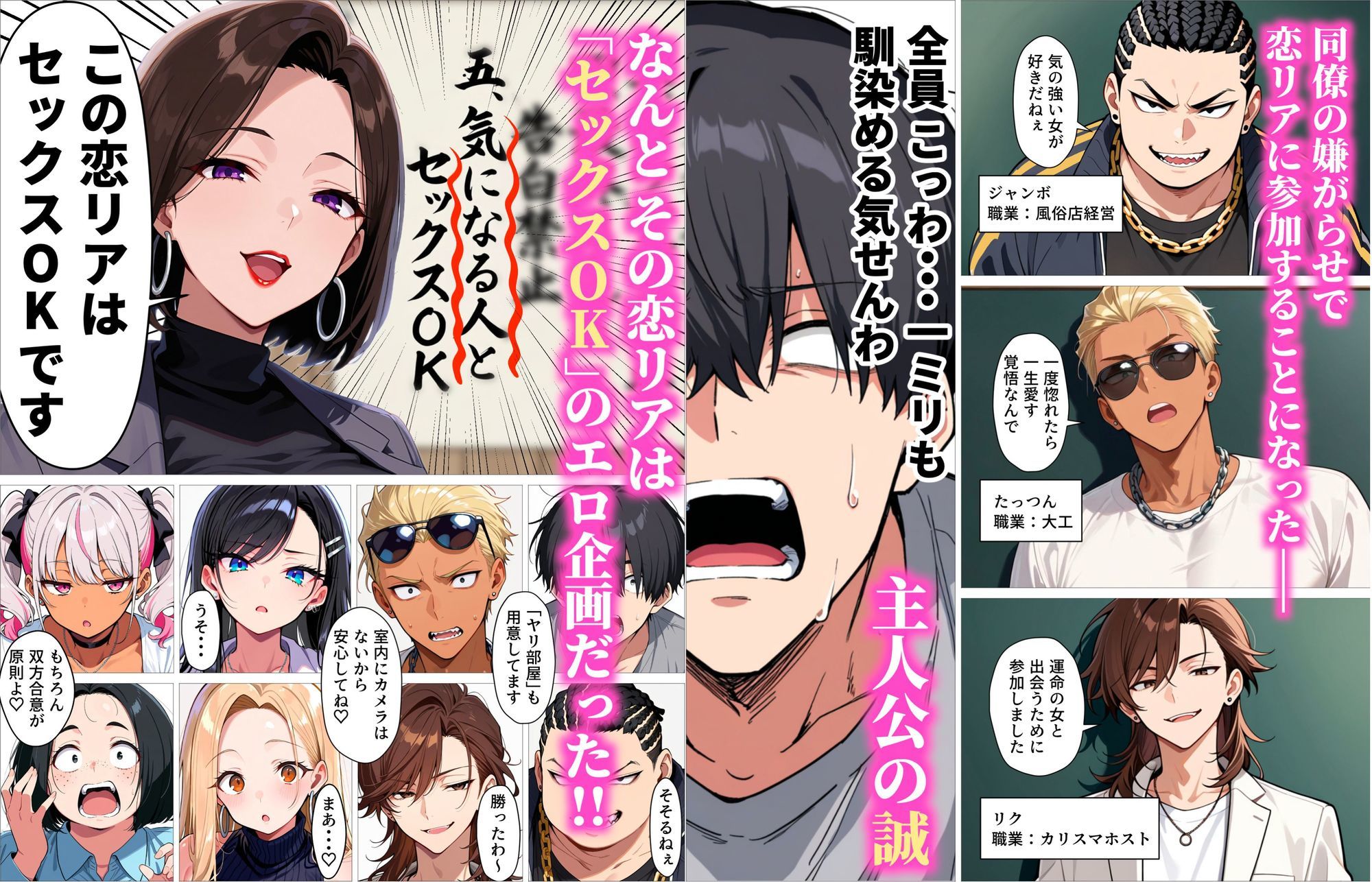 【FANZA同人紹介】 ギャル上等〜「セックスOK」の恋愛リアリティーショーで童貞が巨根無双する話〜